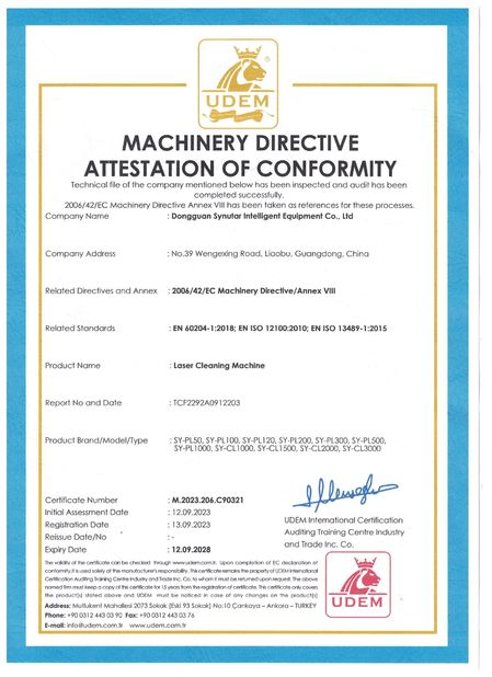 China Dongguan Synutar Intelligent Equipment Co., Ltd. Certificações